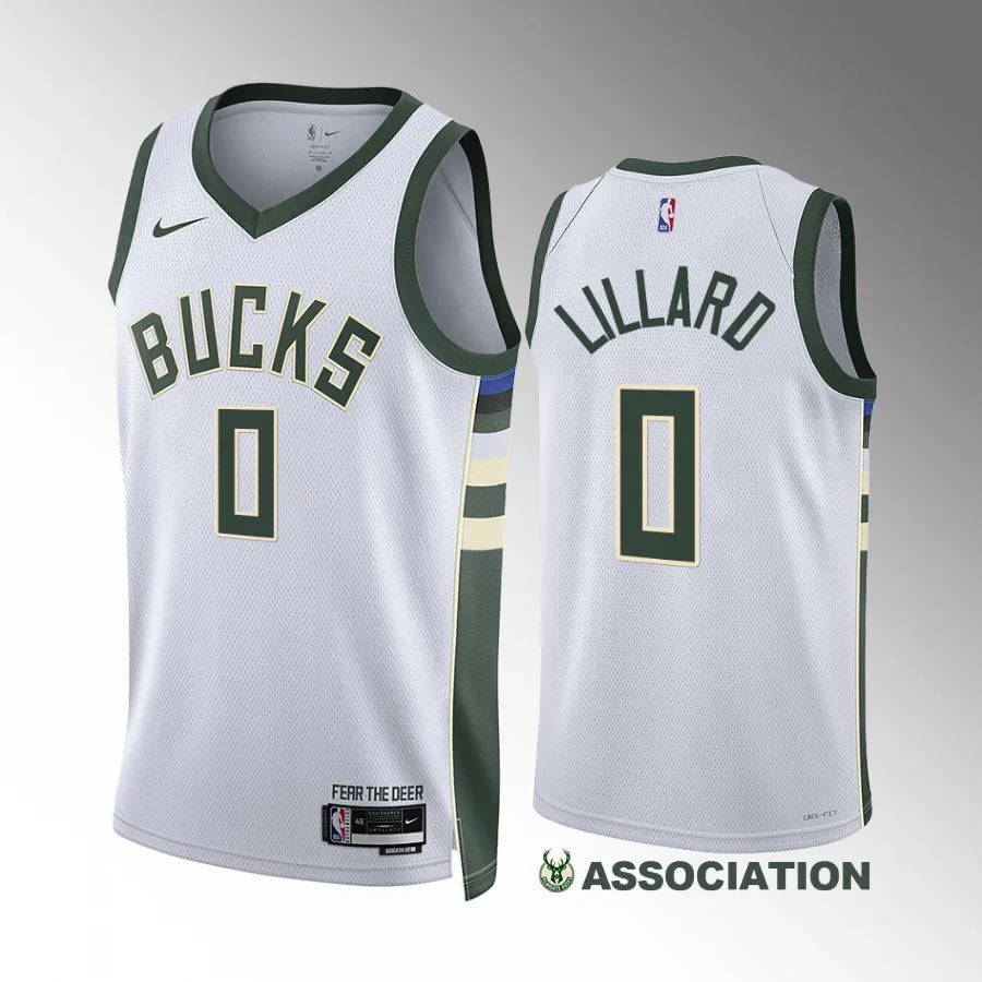 Milwaukee Bucks Damian Lillard White
