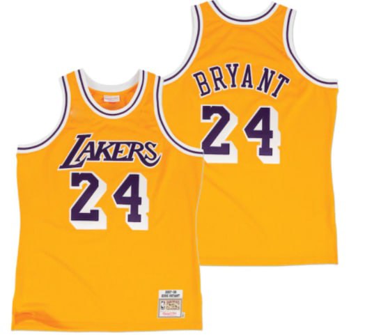 KOBE BRYANT LOS ANGELES LAKERS #24 YELLOW THROWBACK JERSEY (HEAT APPLI –  Prime Reps